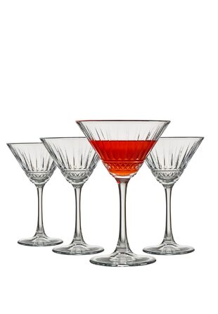 Набір з 4 склянок Мартіні Pasabahce Vintage Elysia, 212,6 г, склянка з огранованим ніжкою, елегантні коктейльні склянки для вечірок та подарунків