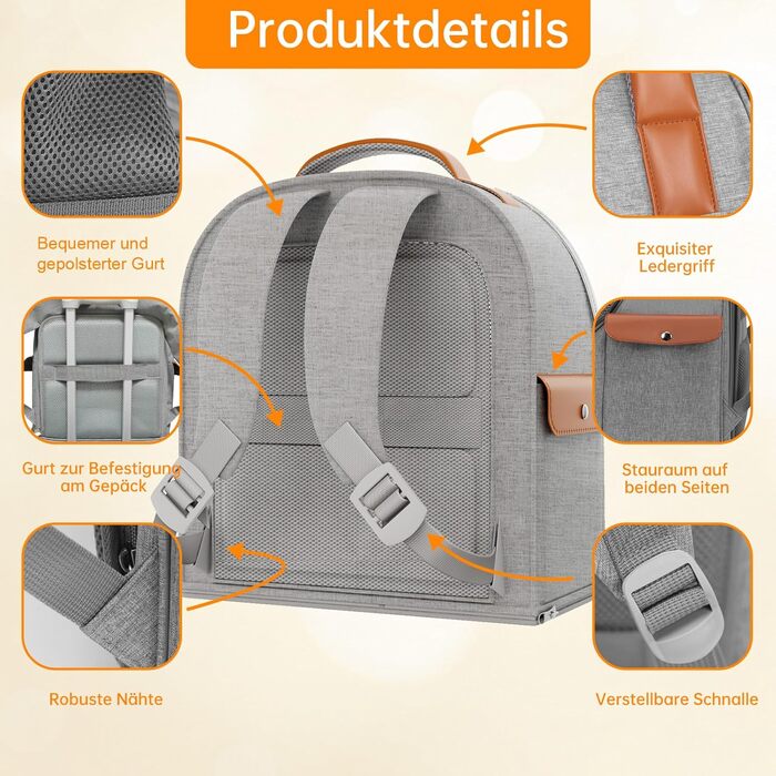 Розширюваний рюкзак для котів - рюкзак-переноска для тварин з дихаючою сіткою 4D, рюкзак для собак та котів до 12 кг (Сірий)