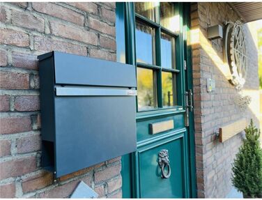 Поштовий ящик Metzler Stelio Anthrazit з газетницею та гравіюванням імені з нержавіючої сталі V2A - RAL 7016