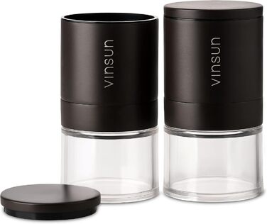 Набір з 2 мельниць для солі та перцю Vinsun - ручні, керамічний механізм, регульований, нержавіюча сталь, ø51x100mm