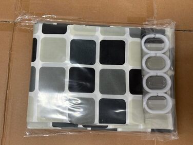 Шторка для душу DUFU, водовідштовхувальна, миється | Швидковисихаюча поліестер, 12 гачків | Напівпрозора захисна шторка для ванни (180x200 см, Темно-сірий) (Мозаїка 180x200 см)