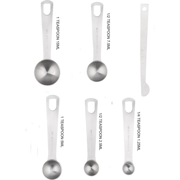 Measuring cup and measuring spoon set, stainless steel, measuring cup and magnetic conversion chart (silver), 13 pieces