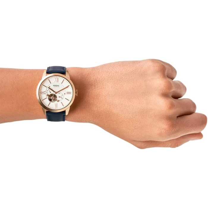 Годинник Fossil Townsman для чоловіків: механічний автомата з нержавіючої сталі або шкіряним ремінцем (44 мм, білий)
