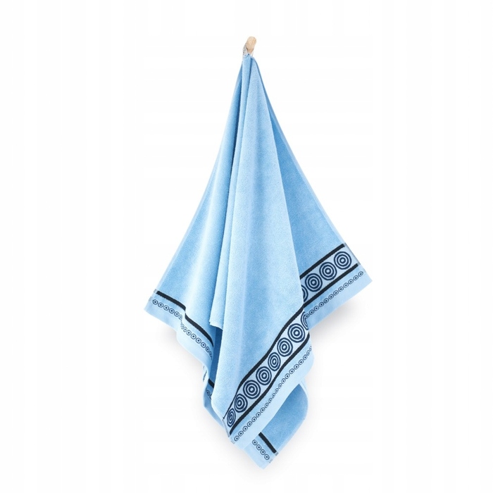 Великий банний рушник ZWOLTEX RONDO 2 з вишивкою, синій, 450г, 70x140см