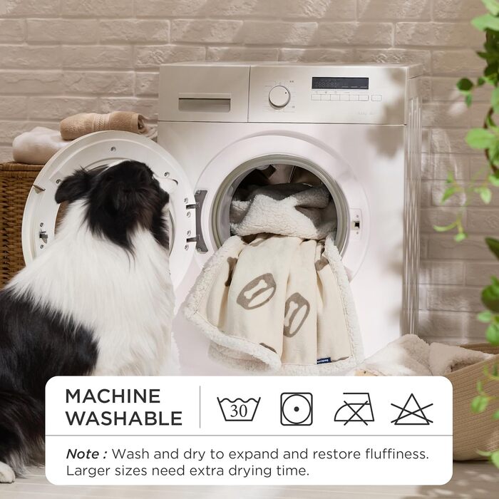 Водонепроникний коврик для собак BEDSURE, 127x102 см, Sherpa Fleece, для великих собак, миючий, кремовий колір