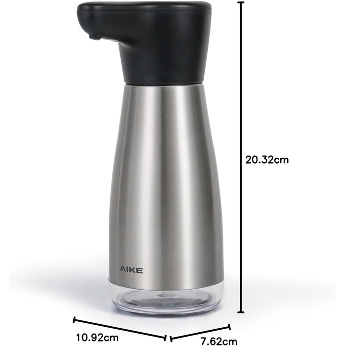 AIKE Automatic Soap Dispenser, Stainless Steel, 420 ml Rechargeable Soap Dispenser with USB Magnetic Connector, Soap Dispenser for Kitchen and Bathroom, IPX7 Waterproof