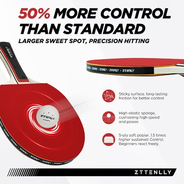 Набір для пінг-понгу з ракетками (2 або 4 шт) та м'ячами | Набір для гри в настільний теніс для 4 гравців | Зручний кейс | Покращений контроль, липка гума