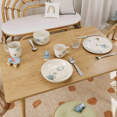 Дитячий набір столових приборів Villeroy & Boch Boho Kids 'Walk like an elephant' (4 шт.) з нержавіючої сталі, для дітей, сріблястий/платиновий, придатний для миття в посудомийній машині