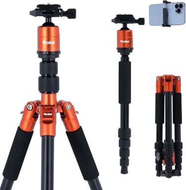 Штатив Rollei Compact Traveler No.1 Orange, 143 см, для камери та смартфона, з кульковою головкою, легкий, алюміній