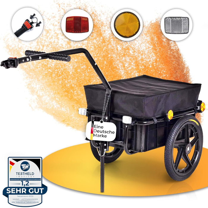 Причіп для велосипеда SAMAX 70 літрів / 60 кг, вантажний, з кріпленням, чорний