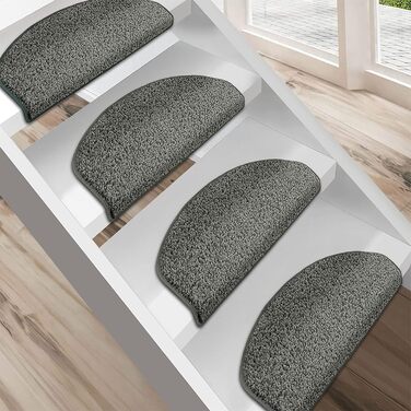 Набори килимків на сходи Floordirekt Barcelona - 15 шт. - Килимок на сходи з 16 кольорів, зносостійкий та легкий у догляді, для внутрішнього використання (напівкруглі 65 x 23,5 см)