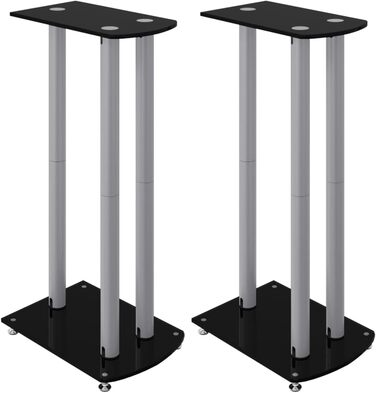 Підставка для колонки vidaXL, 2 шт., чорно-срібна, з 3 колонами, з антиковзними ніжками