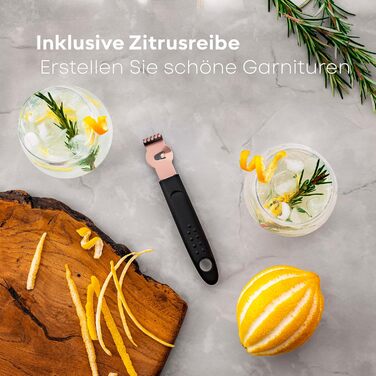 Набір для коктейлів BarDeluxe® 12 предметів: шейкер, міксер, аксесуари | 750 мл, нержавіюча сталь, рожеве золото | Преміум подарунковий набір для барменів