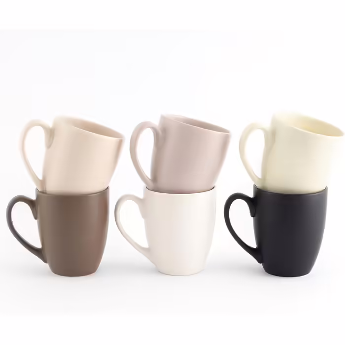 Hansekitchen Coffee Mug Set Large – Coffee mugs made of high-quality and sturdy ceramic, large handles, large mugs (Brown, Set of 6)