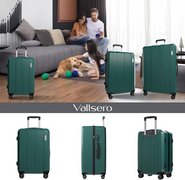 Набір валіз, багажний набір, ролер, валіза на колесах 5шт, ABS пластик, TSA замок, містить 1 сумочку та 1 косметичку, 4 колеса, телескопічна ручка з алюмінію (рожеве золото) (темно-зелений)