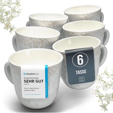 Набір кавових чашок Steingut Ibiza (6 шт.) - бежевий, 460 мл, преміум якість