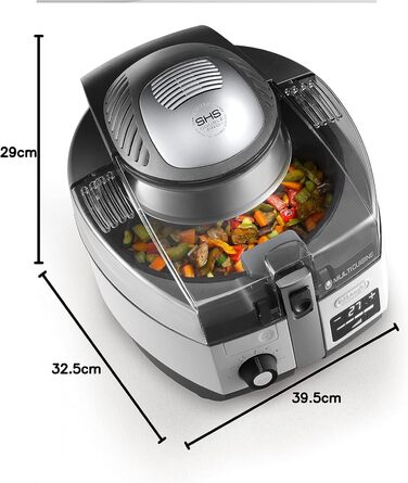 De'Longhi MultiFry Extra Chef Plus FH1396 Air Fryer, Multicooker with 1.7 kg Capacity, 8 Cooking Programs, Convection System with 2 Heating Elements, Grill Function, Recipe App, 2300 Watts, White 8 Programs