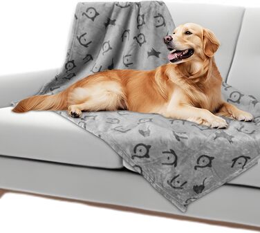 Водонепроникний плед для собак Nobleza XXL (203 x 152 см), м'який та пухнастий, для собак та котів, можна прати в машині, двосторонній чохол для дивану, сірий