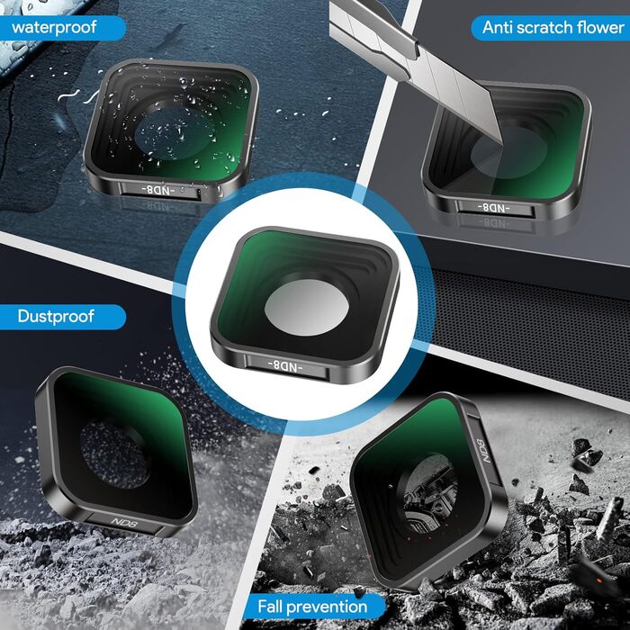 Фільтри ND/CPL для GoPro Hero 12/11/10/9 Black (6 шт.): ND8, ND16, ND32, ND64, ND1000, CPL. Аксесуари для екшн-камери