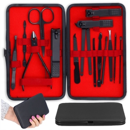 Набір для манікюру 16 предметів з футляром: кусачки, ножиці, пилки та аксесуари