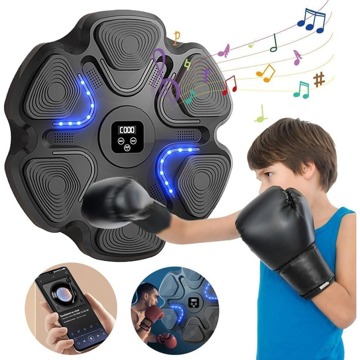 YeahBoom Музична Bluetooth Боксерська Машина, Електронна Боксерська Машина, Розумна Боксерська Машина, Обладнання для Боксерських Тренувань, Настінна Боксерська Машина (M)