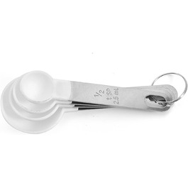 4-Piece Baking Tool Set with Kitchen Measuring Spoons, Stainless Steel Handle, Measuring Cup with Scale, Measuring Spoons, Kitchen Helper (Color: 4 Green Cups) (4 White Spoons)