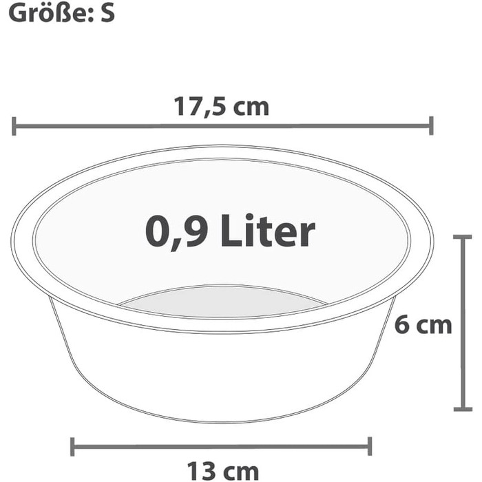 Яська - високоякісний миска для собак з нержавіючої сталі, миска для корму та води, придатна для миття в посудомийній машині, годівниця (1x S / 0,9 л / 17,5 см)