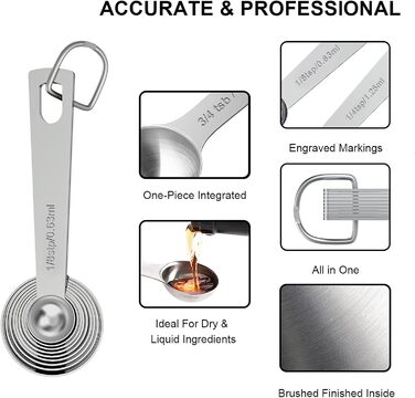 21-Piece Stainless Steel Measuring Cups and Spoons Set, Wildone Stackable Metal Measuring Cups and Spoons for Cooking and Baking, Includes 7 Cups, 9 Spoons, and 5 Mini-Spoons