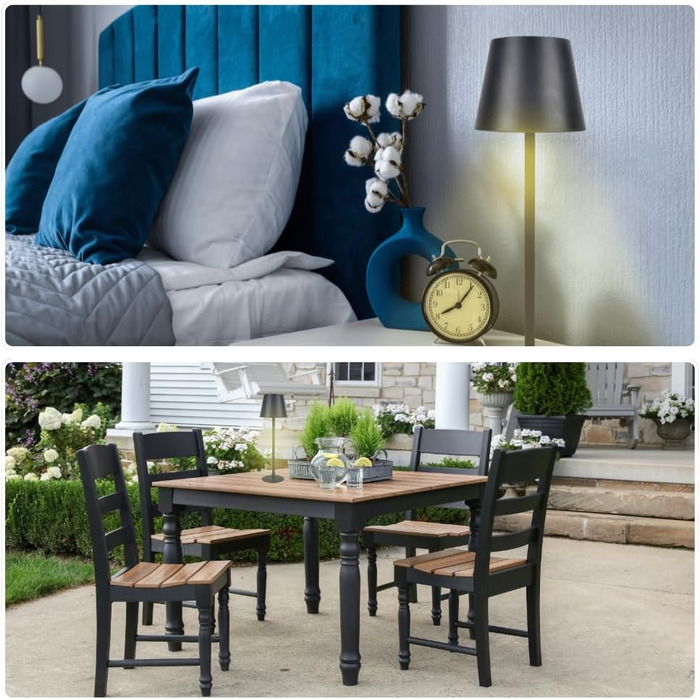 Світлодіодний настільний світильник LUXULA з димером, акумулятором та сенсорним керуванням - 3 кольори світла CCT - Бездротовий, для дому та вулиці, IP44, USB - Набір 2 шт.