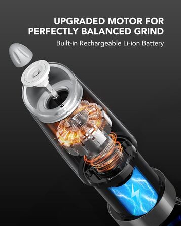 Електричний набір млинків для солі та перцю FORLIM, USB-зарядка, 6 oz, з LED-підсвічуванням, регулюванням помолу, для кухні, ресторану, вулиці, сріблястий