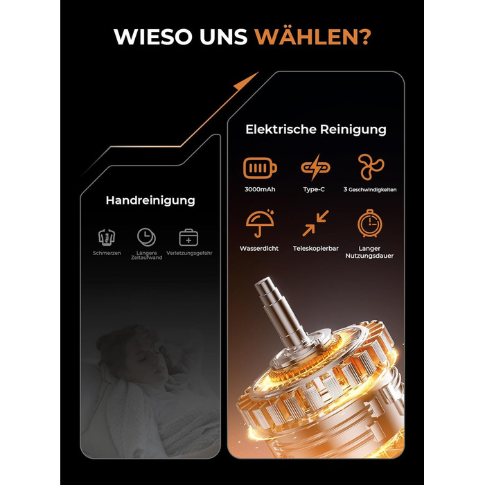 Електрична щітка для прибирання 9 в 1 з набором насадок, 70 хв зарядки, для ванної, плитки, авто, біла