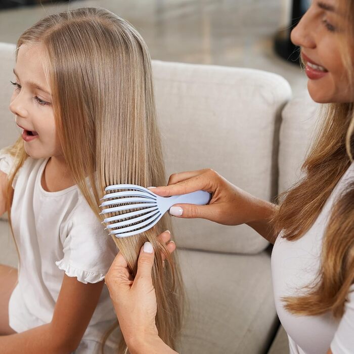 Щітка для кучерявого волосся: розплутування, розгладження, для мокрого та сухого волосся, зменшення пошкоджень, для жінок, чоловіків, дітей (Рожевий/Блакитний)