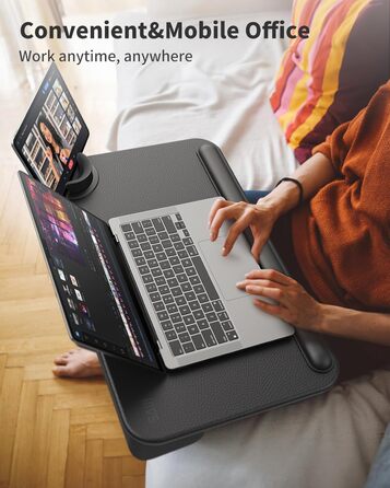 Підставка для ноутбука SAIJI з підставкою для телефону та ящиком, для роботи в ліжку/на дивані, до 17