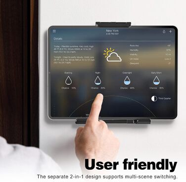 Універсальний настінний тримач для планшета та смартфона Padwa Lifestyle, поворотний на 360° з місцем для зарядки, для кухні, ванної та спальні (4,7