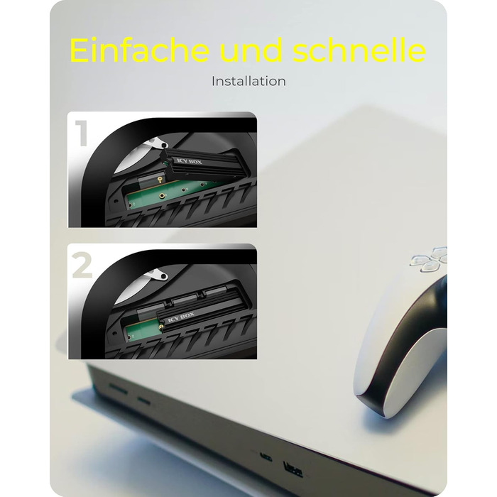 Охолоджувач для M.2 SSD ICY BOX, 10 мм, з алюмінію, 3x термопад, чорний (2280, без вентилятора)