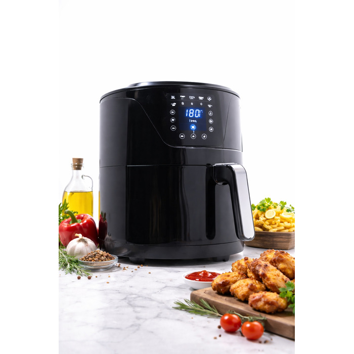 Аерофритюрниця Riwall Dunga 7L XXL 1800W — велика сімейна фритюрниця без олії