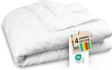 ZOLLNER 4-Season Duvet 240x220 cm - for Summer and Winter - made of 2 buttoned-together duvets - washable up to 60 °C - Hotel Quality - Oeko Tex Certified 240 x 220 cm White