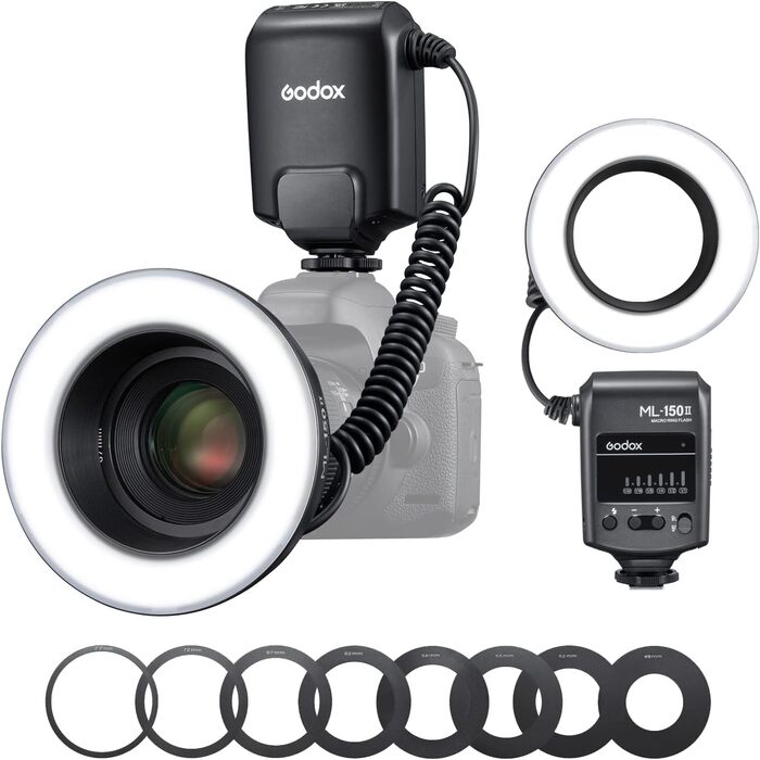 Godox ML150II: Компактний LED кільцевий світлодіодний світильник з регулюванням потужності для фото та відеозйомки