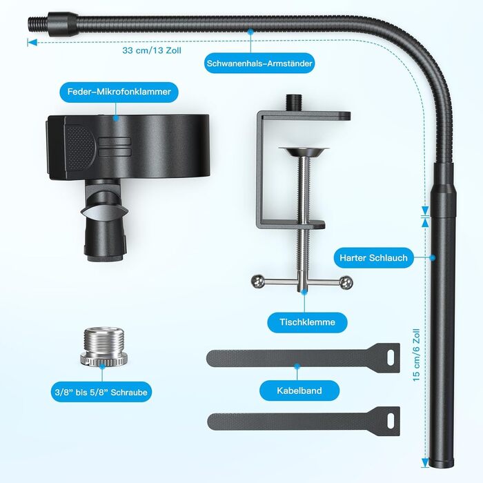 Кріплення для мікрофону Zealsound Hy20-19: регульований штатив-ластик з кріпленням, адаптер 3/8' - 5/8', для Blue Snowball, Ice, Spark, SoloCast