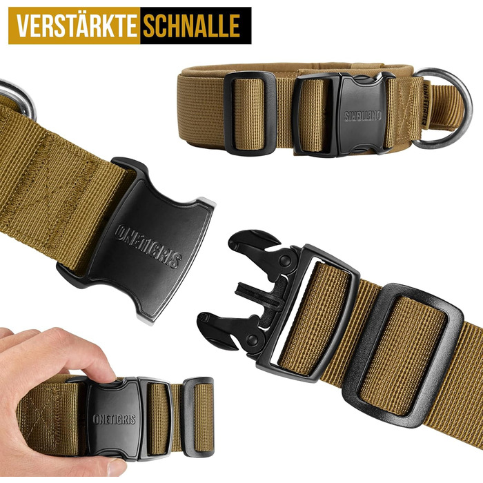 Нашийник для собак OneTigris з металевою застібкою Ranger Green (S, Coyote Brown)