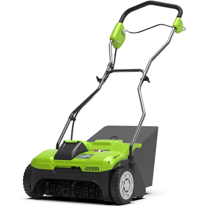 Акумуляторний аератор-скарифікатор Greenworks 40V, 36 см, 3600 об/хв, контейнер 30 л, без акумулятора та зарядного пристрою, 3 роки гарантії G40DT35
