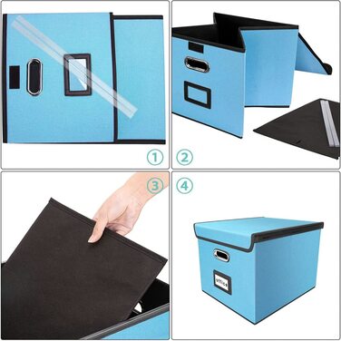 Okydoky Storage Boxes with Lid, Hanging File Folder Box made of Fiberboard and Paper in Stylish Linen Look, Suitable for Home and Office, File and Toy Storage Box (Sky-blue, 1pc).DE Sky Blue