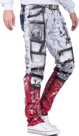 Чоловічі джинси Cipo & Baxx Iceblue Slim Fit 31W/34L з потертостями та стразами