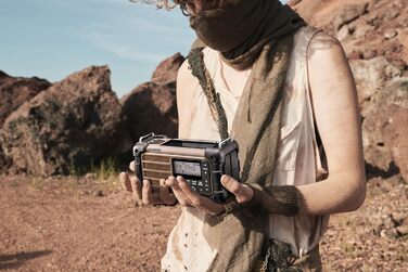 Радіо Sangean MMR-99: Багатофункціональне аварійне радіо з ручкою, FM/RDS, Bluetooth, LED-ліхтариком та IP55, для відпочинку на природі, кемпінгу та надзвичайних ситуацій, Desert Tan