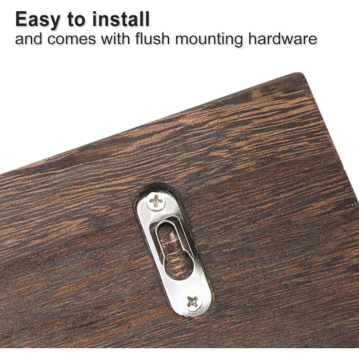 Keys and Mail Holder for Wall Rustic Natural Paulownia Wood 4 Double Hook Hanger Wall Organizer for Decoration, Bags, Accessories, Hardware and Manual Included (brown)