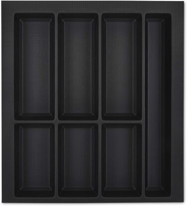 Лоток для столових приборів ORGA-BOX VII, чорний, 426x474 мм, органайзер для шухляди, сумісний з кухнями Siematic, Schüller, Beeck, корпус 50 см