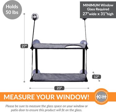 Кіттензіл K&H EZ Window Mount - Двоярусне ліжко для котів на віконний підвіс
