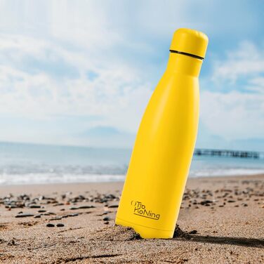 Термос-термопляшка з нержавіючої сталі Otto Koning, 500 мл. Подвійні стінки, вакуумна ізоляція, BPA-free. Жовтий колір.