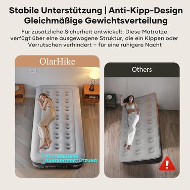 Надувний матрац OlarHike для кемпінгу та дому - 200 x 140 x 46 см (2 особи)