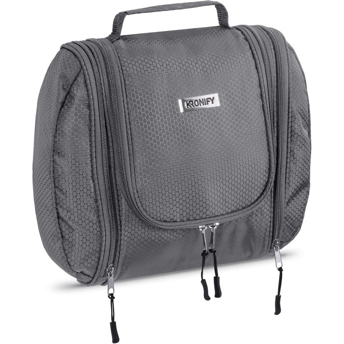 Large Premium Hanging Toiletry Bag with Mirror | Toiletry Bag for Women with Hook | Toiletry Bag for Men | Toiletry Bag for Women | Large Cosmetic Bag (Gray)